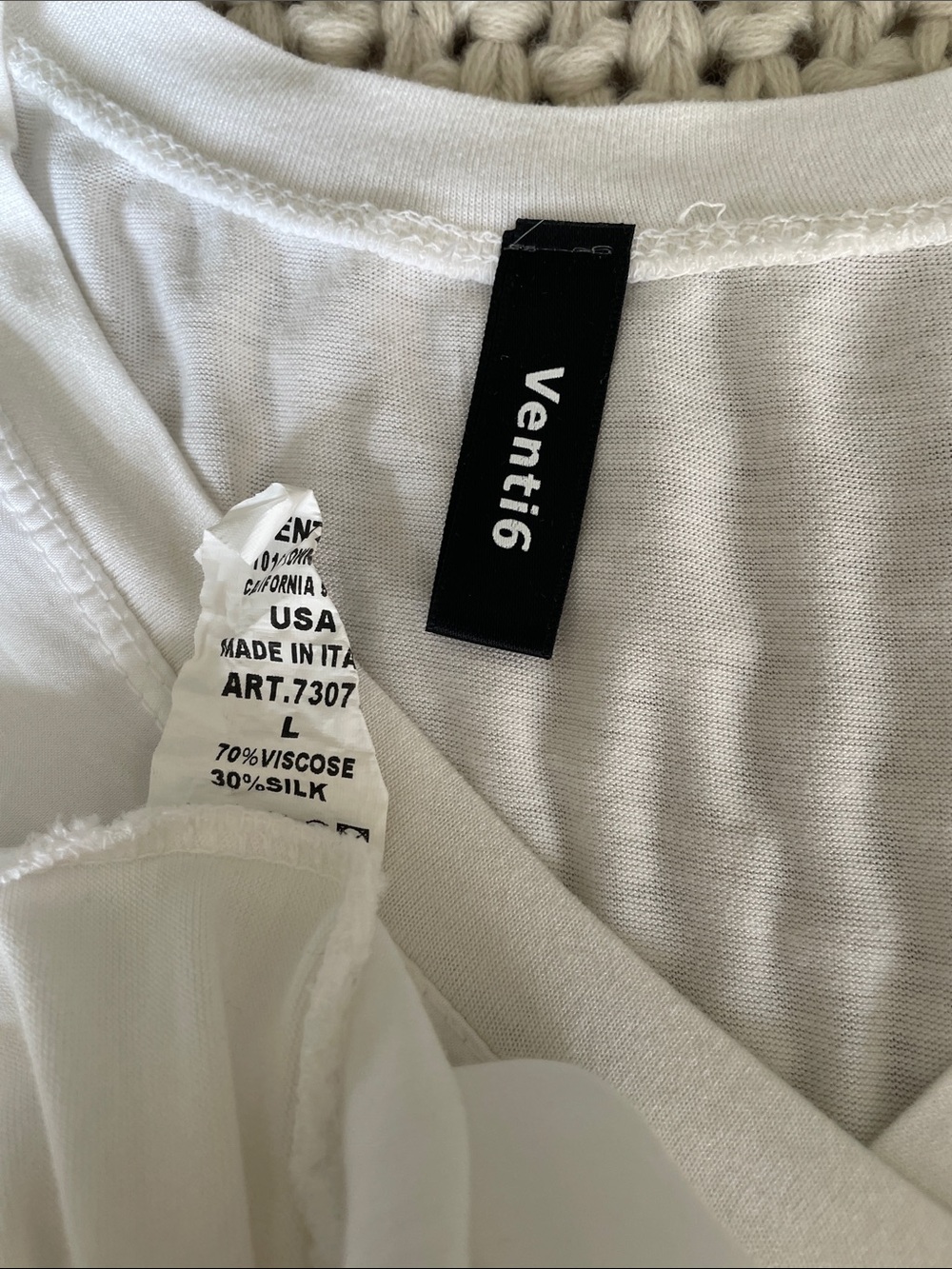 Ventig White Short-Sleeve Silk-Blend Tee